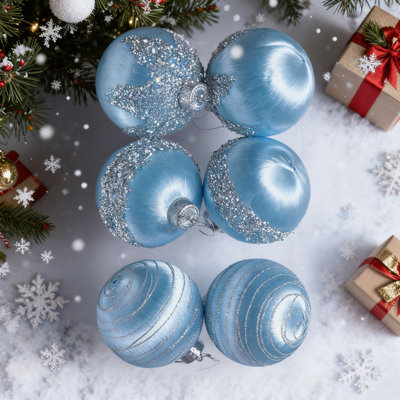6 Pcs Satin Christmas Balls, Silk Christmas Tree Hanging Ornaments, Luxury Home Decorations For Xmas Tree Wreath Garland Holiday Wedding Party Decoration, 6Cm