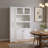 Farmhouse Kitchen China Cabinet with Expandable Pull-Out Organizer, Glass Doors & Multi-Tier Storage-116861020