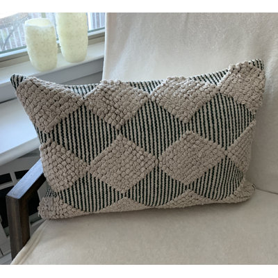 The Inspiring Home Handwoven Pillows Down/Feathers Geometric Rectangular Lumbar Pillow