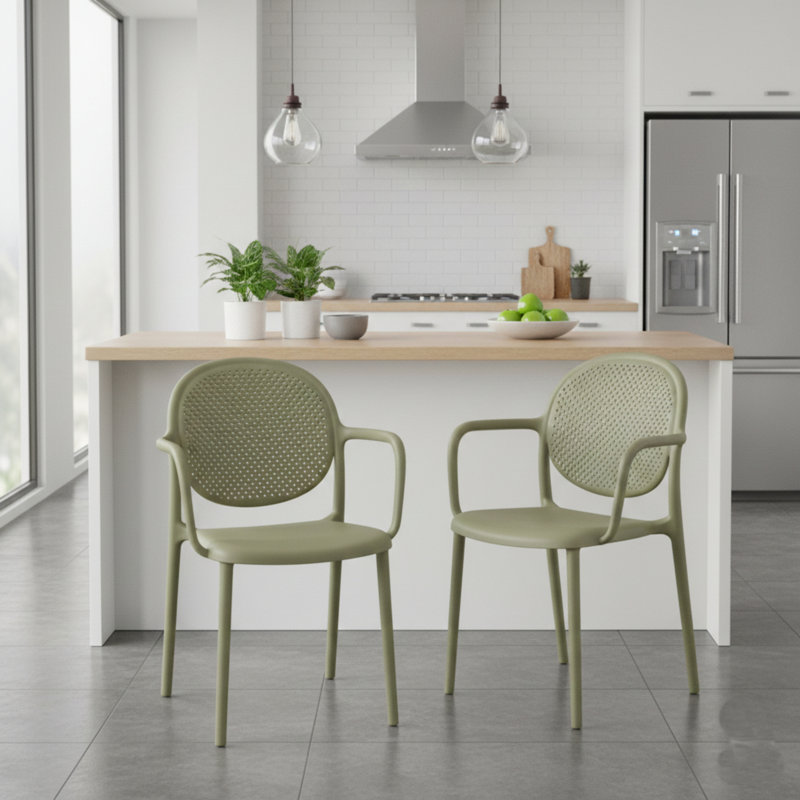 Bayman Stacking Patio Dining Armchair, Green