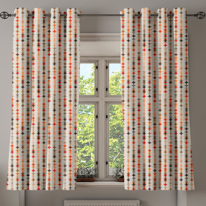 Rideau à œillets décoratif à 2 panneaux East Urban Home, 50 po, orange pêche rouge, L 50 po x L 108 po