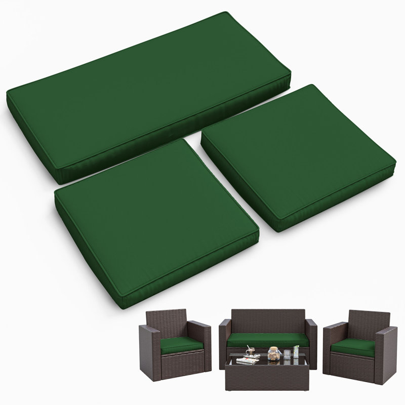 3-Piece Outdoor Seat Cushion Set, Hunter  Green
