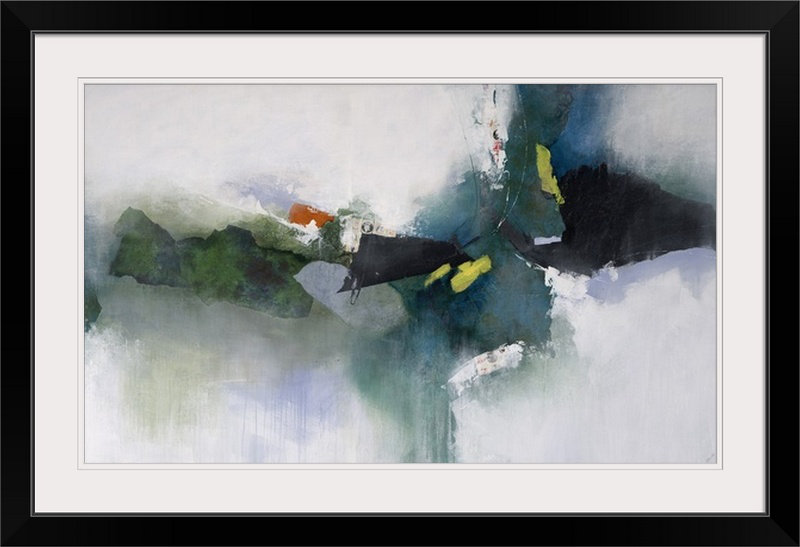 'Green Tea' Govind Painting Print, 30" H x 44" W x 1" D, Black Frame