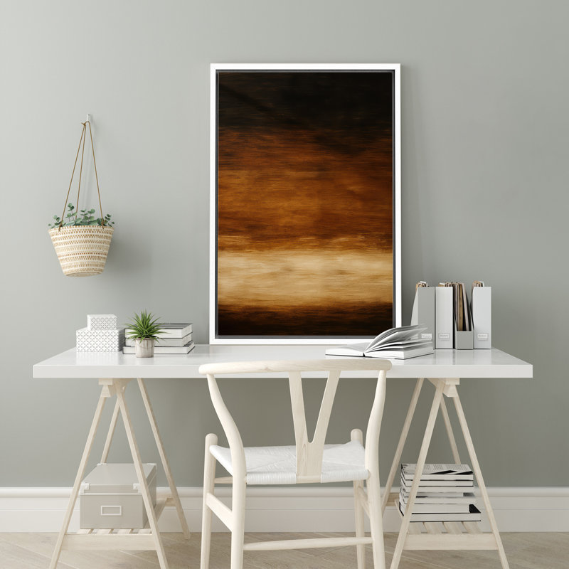 "Earthy Brown Gradient", reproduction d'art sur toile encadrée, H 36 po x l 24 po x P 1,5 po, Cadre flottant blanc