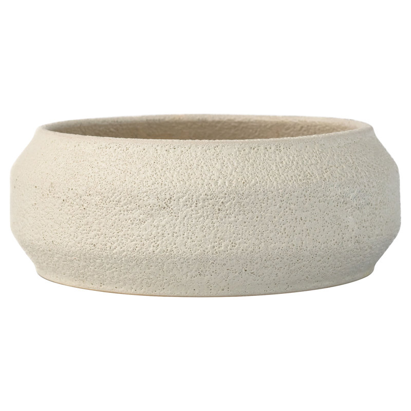 White On Terra Earthenware Decorative Bowl, 4.5" H x 12" W x 12" D