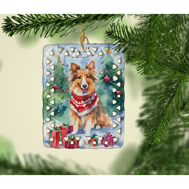 Ornement en porcelaine de Noël Sheltie, Sheltie 3649