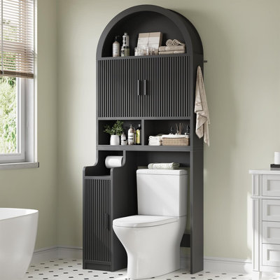Arched Over The Toilet Storage Cabinet, 78.7" H Fluted Bathroom Organizer
