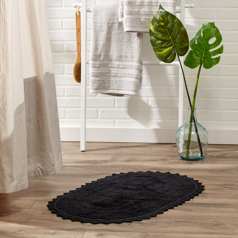 Cotton Bath Mat, 21" W x 34" L, Black