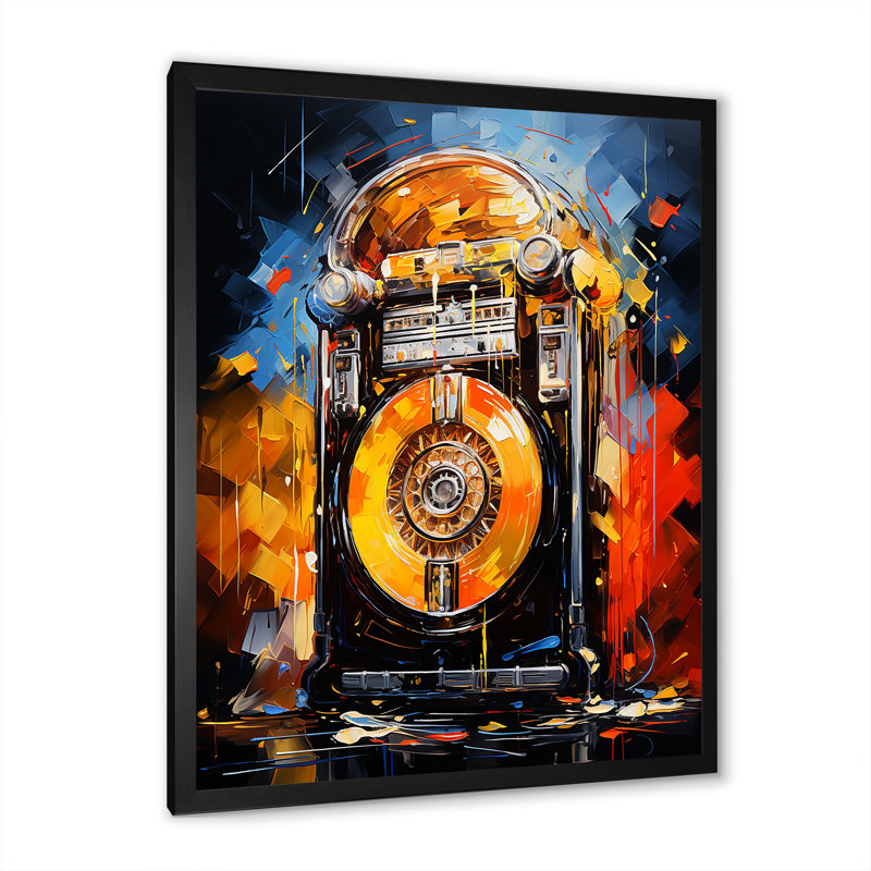 Jukebox Machine Neon Grooves 4 - Jukeboxes, art mural, Cadre photo noir simple, H 32 po x l 24 po x P 1 po