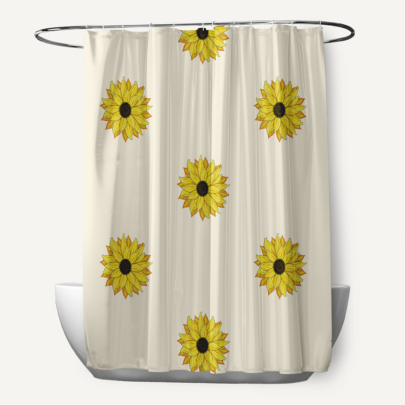Rideau de douche simple Vieux Floral, Ivoire