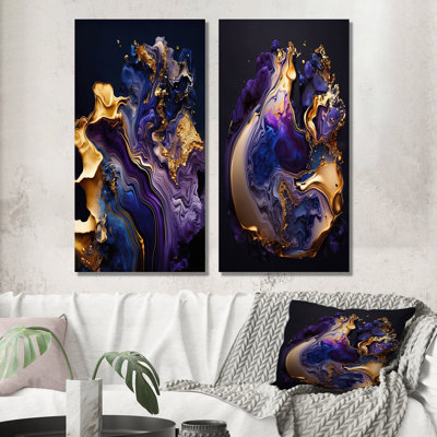 " Abstract Marble Geode Purple " by Designart 2 - Pieces