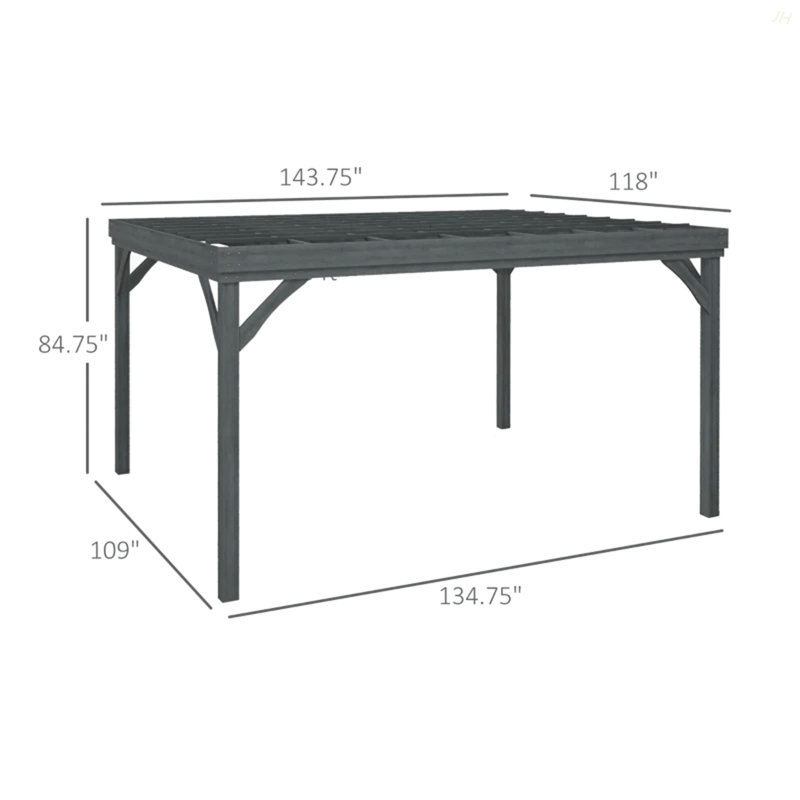 Patio Grape Vine Gazebo,Outdoor Wooden Pergola, Gray