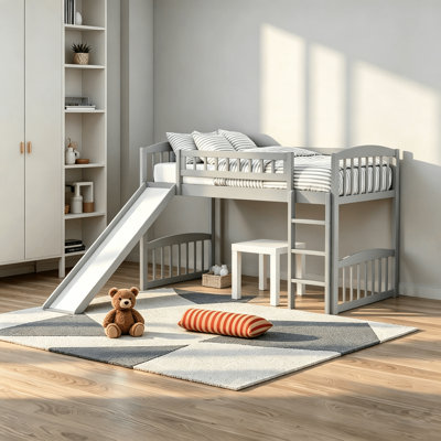 Lit simple mezzanine bas avec glissade