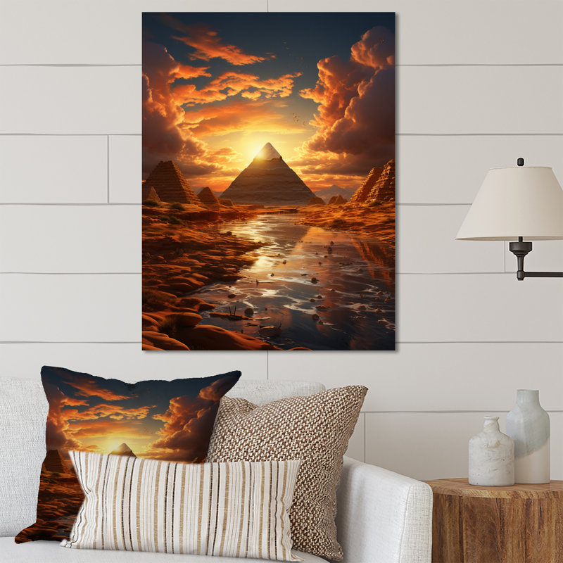 Égypte, pyramides dorées I - décoration murale en métal Égypte, H 20 po x l 12 po x P 1 po