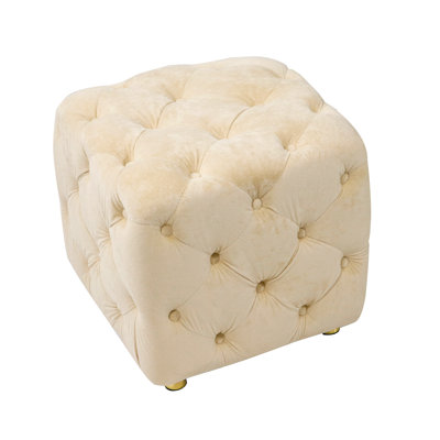 Modern Velvet Upholstered Ottoman, Exquisite Small End Table, Soft Foot Stool,Dressing Makeup Chair, Comfortable Seat