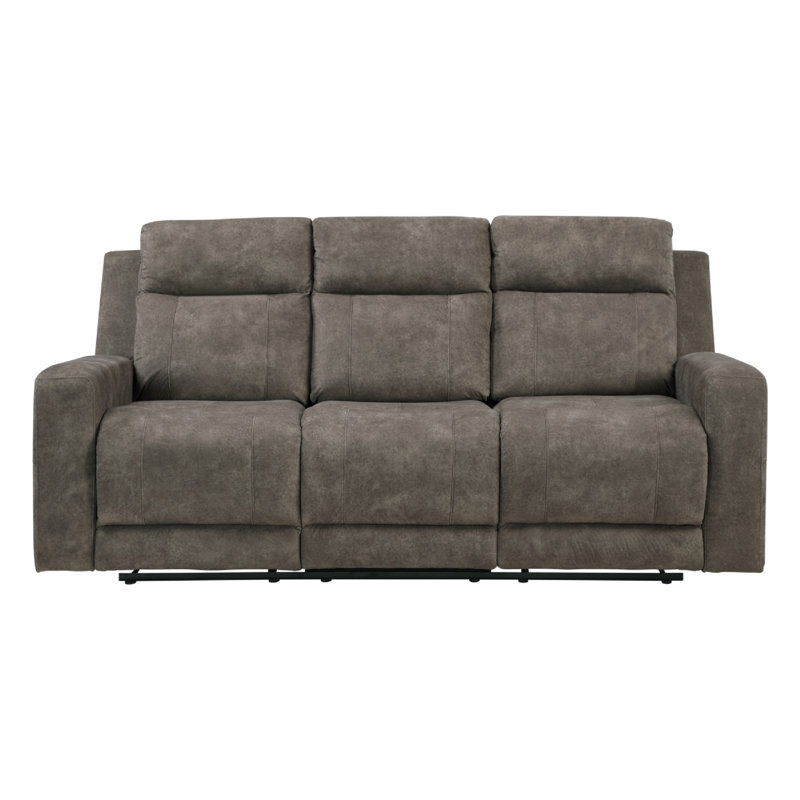 Canapé inclinable manuel Diti, 3 places, microfibre polie brun doux