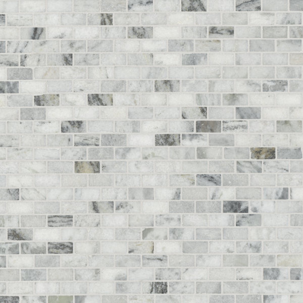 Cambria Fog Brick 12 in. x 12 in. Honed Marble Mosaic Floor and Wall Tile