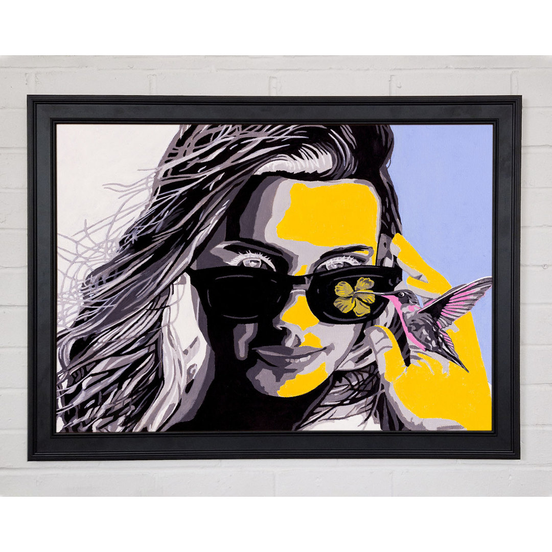 Frau Sonnenbrille Popart Gerahmter Druck