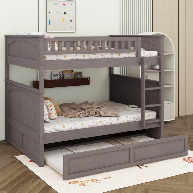 Lit superposé double au-dessus de double avec gigogne gigogne simple, Gris