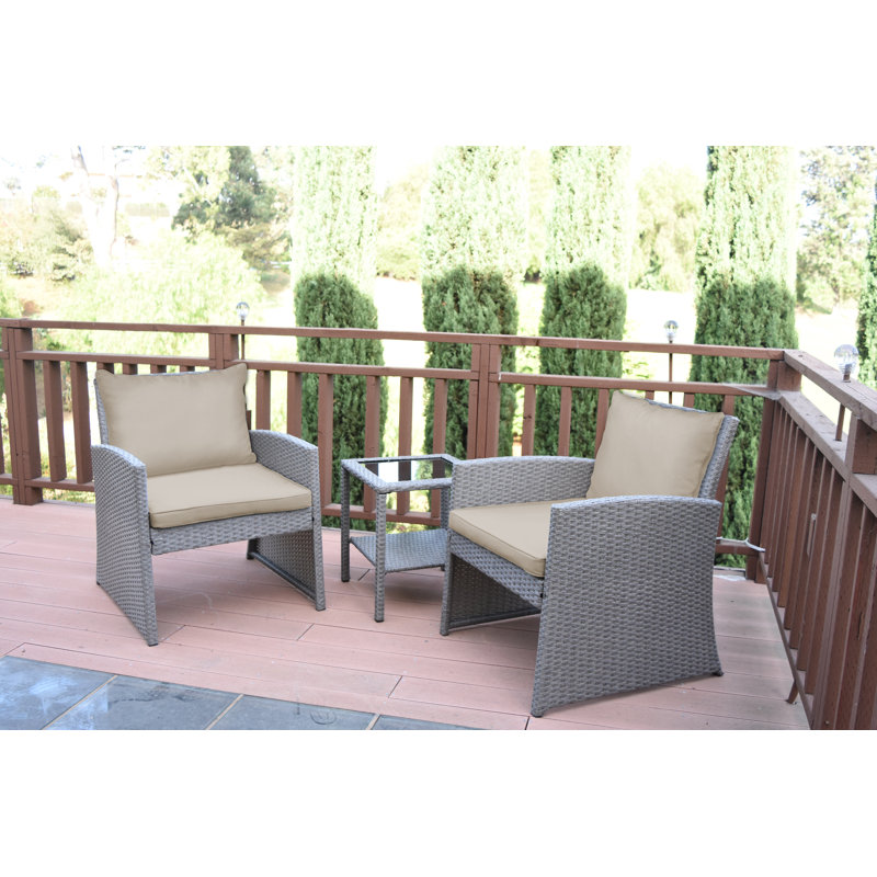 Sharyn 2 - Person Patio Conversation Set with Cushions, Tan