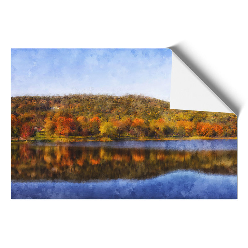Connecticut Forest and Lake - Unframed Painting, 42cm H x 59cm W x 0.1cm D