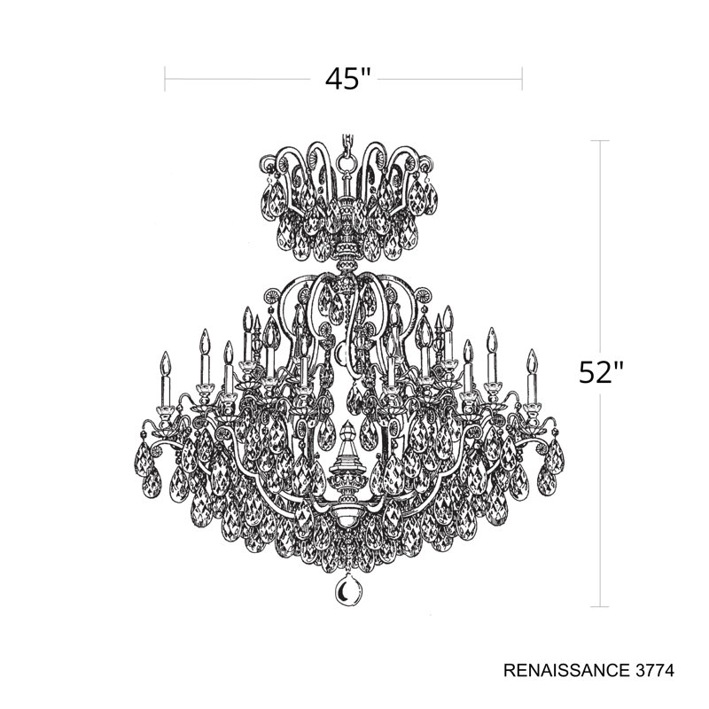 Renaissance 25 - Light Chandelier, Heirloom Bronze, Clear Heritage Crystal