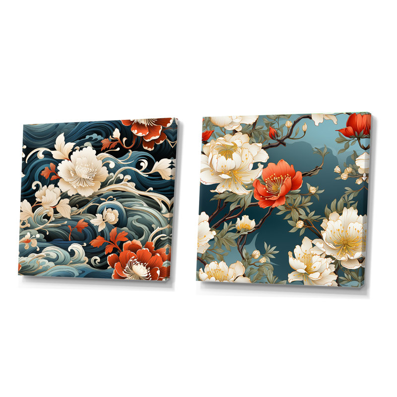 Wimborne - Ensemble de 2 collages carrés abstraits, H 36 po x l 73 po, Toile tendue
