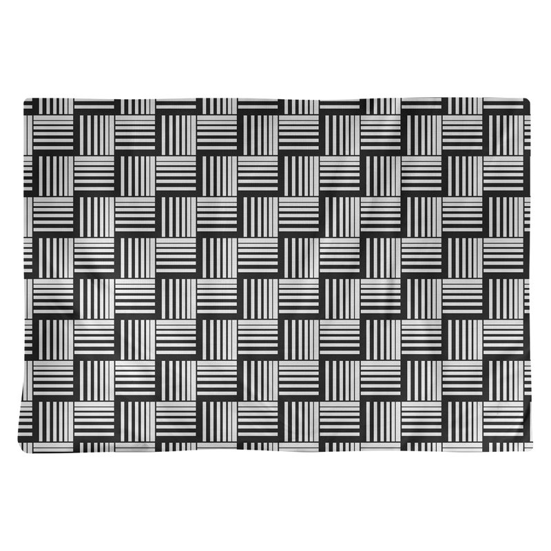 Napperon en coton à rayures de 18 po classique Baskettressées, Blanc/noir, polyester