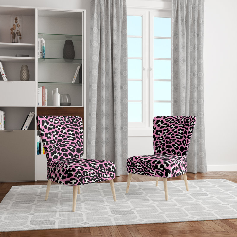 Chaise d'appoint rembourrée rose et noire léopard