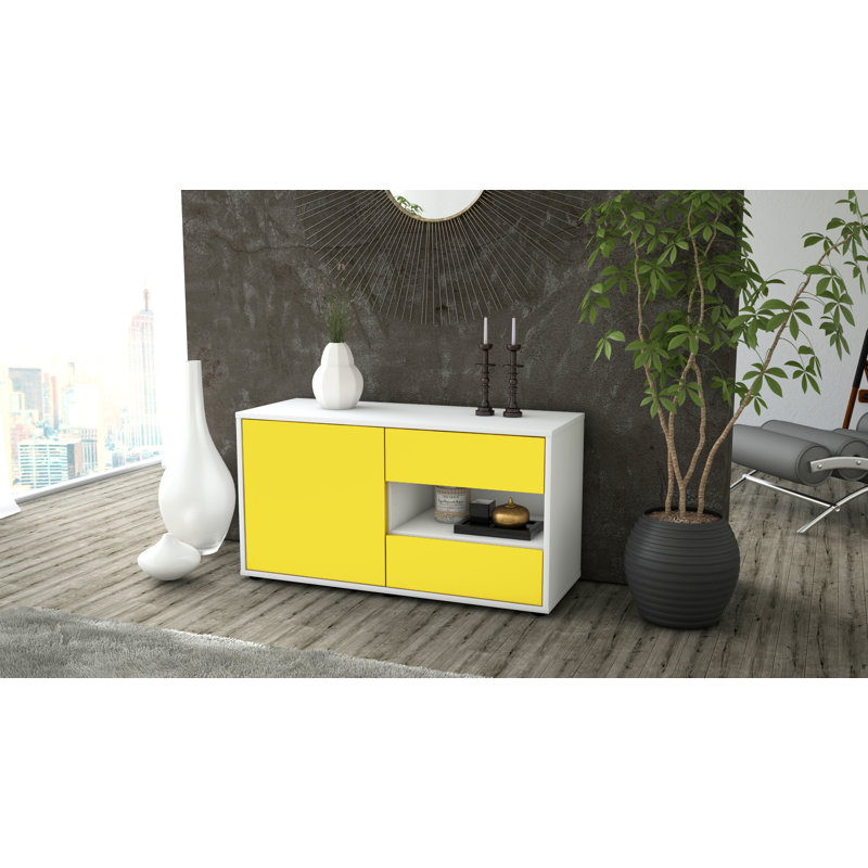 Dallin 92cm W 2 - Drawer Chest of Drawers, Yellow / Matte White