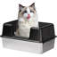 Large Semi-Enclosed Stainless Steel Cat Litter Box with Lid, High-Sided Enclosure Anti-Splash Litter Pan, Removable Tray, Non-Slip Mat & Scoop, Easy to Clean for Kittens Adult Cats-631831018-631831016