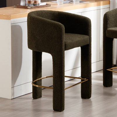 Tabourets de bar modernes de hauteur comptoir, tabourets de bar de 26 po avec dossier et accoudoirs, chaises de bar rembourrées pour la salle à manger de l'îlot de cuisine