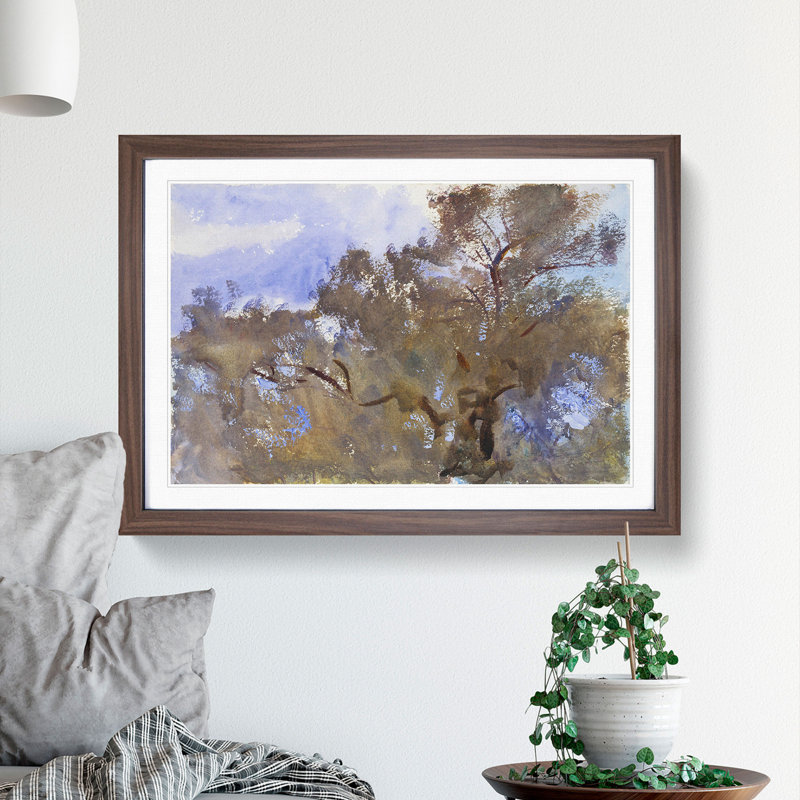 Treetops Against the Sky by John Singer Sargent - Picture Frame Painting, Walnut, 48cm H x 65cm W x 2cm D