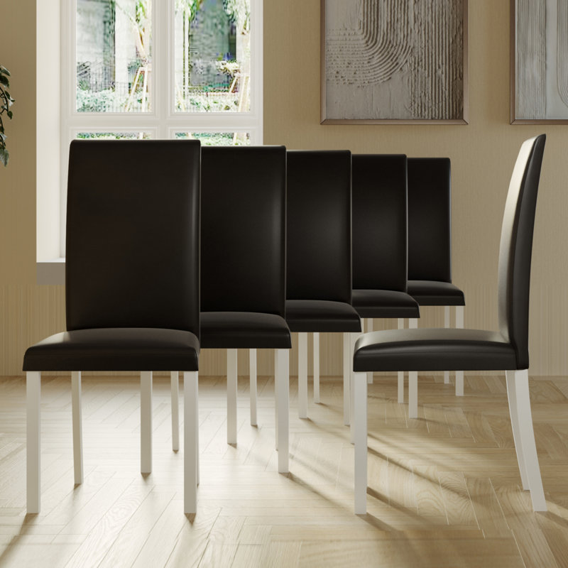 Chaise parsons en polyuréthane Neli, Noir, noir, noir, noir, Blanc