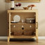 Garde-manger modulaire avec 4 portes, armoire de rangement ouverte en bois de 74,2 po de hauteur, garde-manger Farmhouse avec tablette réglable pour la salle à manger, le salon, le chêne-914814049