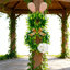 Couronne de printemps de lapin de Pâques pour porte d'entrée Oreilles de lapin mignonnes, verdure artificielle, couronne de buis avec nœud en lin et hortensia blanc pour la porte
