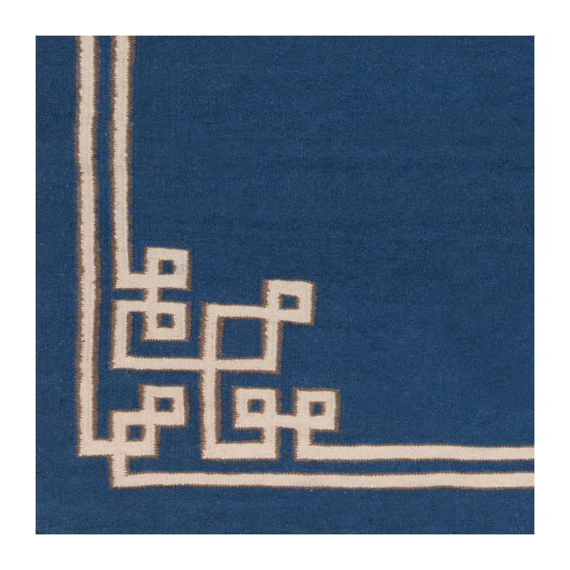Tapis bleu marine / kaki en laine tissé à la main Alameda, Rectangle 2 pi x 3 pi