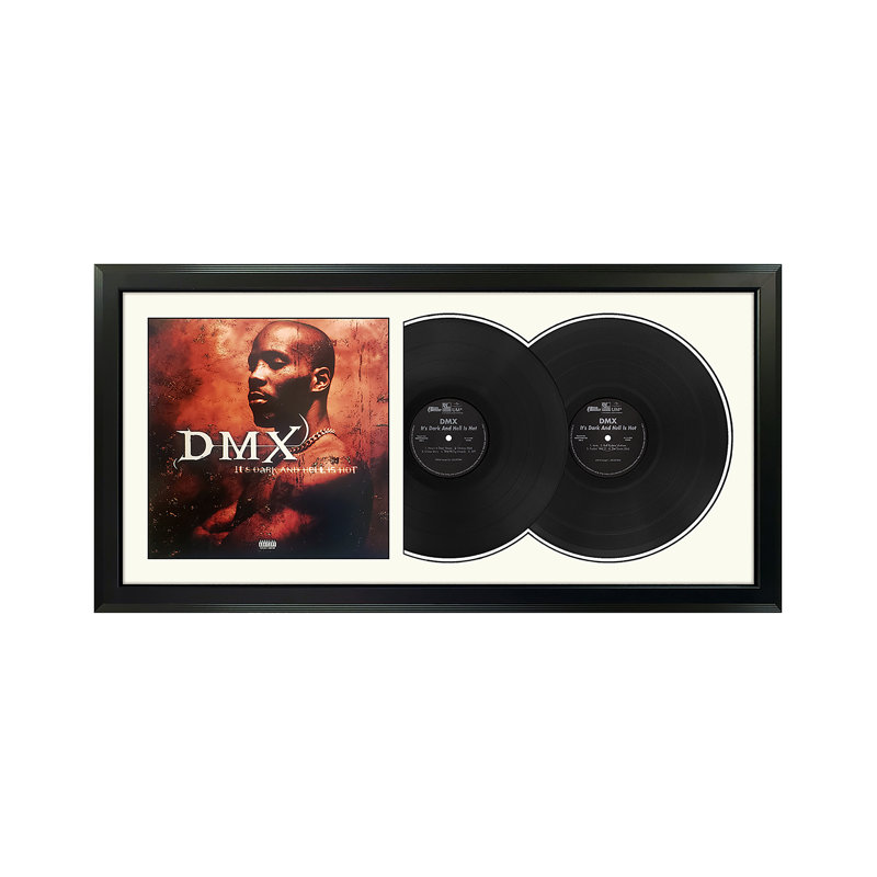 "It's Dark and Hell is Hot", art mural double disque vinyle encadré, présentation de la pochette d'albums, décor de souvenirs de musique, cadeau unique pour les amateurs de vinyle