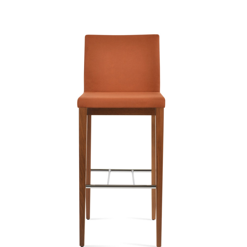 Tabouret de bar et de comptoir en bois de frêne noir Aria, Tissu cognac, Tabouret de comptoir (siège d’une hauteur de 24