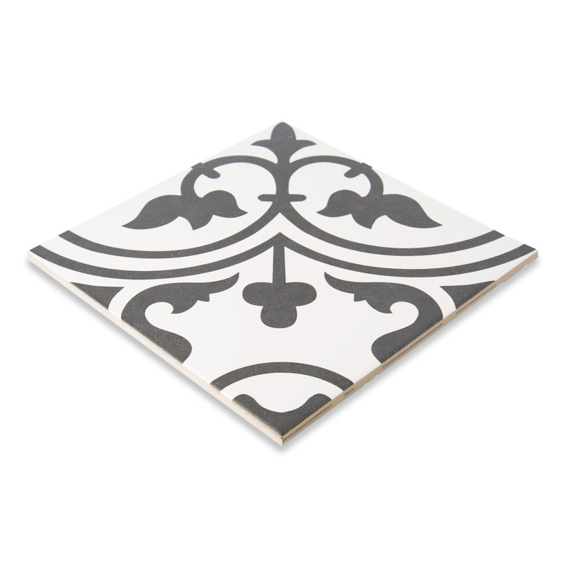 Carrelage mural en porcelaine 10 po x 10 po Marrue Midelt, Blanc / noir