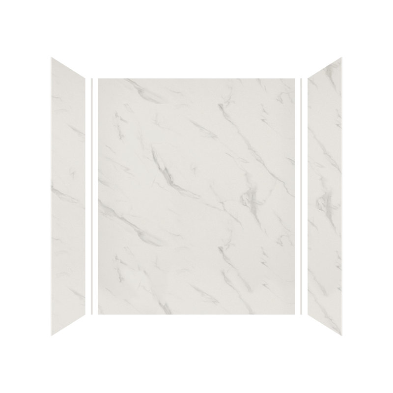 Bianca White Solid Surface 3-Piece Shower Wall Kit, 36" x 60" x 72"