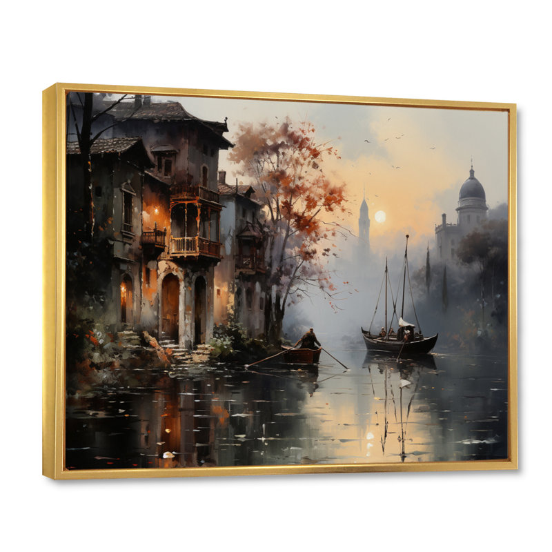 Canal Mystical Journey, atténué sur toile, H 24 po x l 32 po x P 1 po, Cadre flottant doré