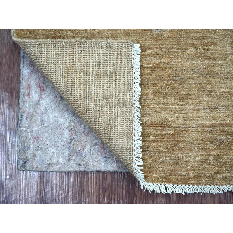 Tapis brun uni amande 2 pi 1 po x 3 pi, motif uni uni, laine Ghazni filée à la main, luxuriante et moelleuse, tapis, échantillon