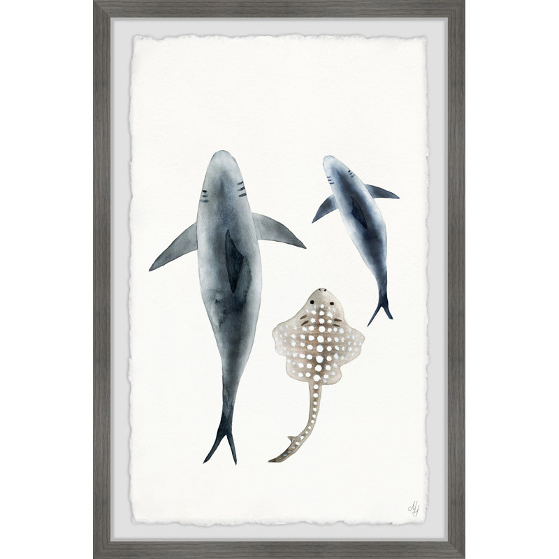 Kevon Sharks And The Ray - Single Picture Frame Painting, 91cm H x 61cm W