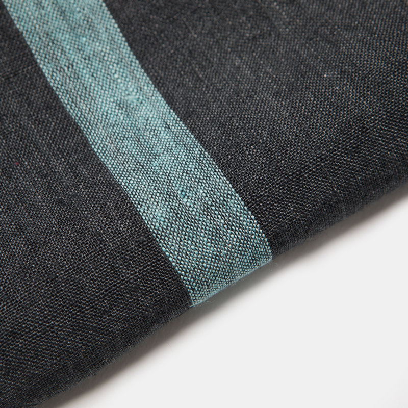 Laundered Linen Square, Charcoal/Aqua