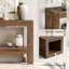 Console Farmhouse à 2 niveaux en bois étroit avec rangement pour canapé d'entrée, entrée, salon