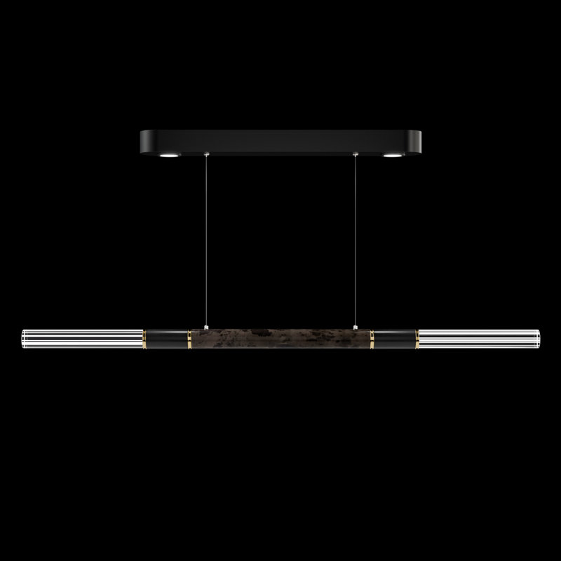 Antonia 62"W Linear Pendant, Brass/Black/Charcoal