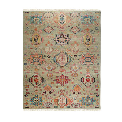 Ivory Hand Knotted Wool Classic Traditional Area Rug