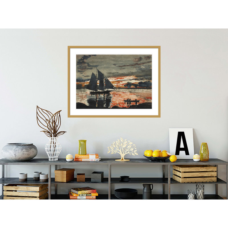 «Sunset Fires» par Winslow Homer, impression giclée encadrée, H 31,97 po x l 41,5 po