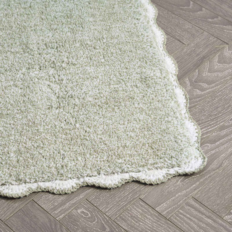 Laura Ashley Heathered Crochet Border Bath Rug 1-Piece, Single - 32" L x 20" W, Green
